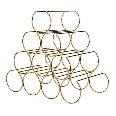Candlelight Home 10 BOTTLE ROUNDED WINE RACK - GOLD 1PK