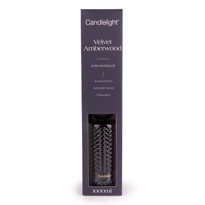Candlelight Home 1000ml Reed Diffuser 1000ml Reed Diffuser Embossed - Velvet Amberwood 2pk