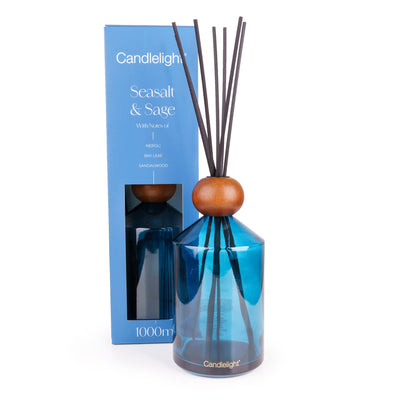 Candlelight Home 1000ml Reed Diffuser 1000ml Reed Diffuser Geometric - Seasalt & Sage 2pk