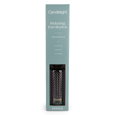 Candlelight Home 1000ml Reed Diffuser Embossed - Relaxing Eucalyptus 2pk
