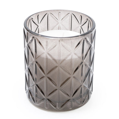Candlelight Home 10CM DIAMOND CUT GLASS CANDLE HOLDER - SMOKEY BLACK - 5% WOODSAGE & SEA SALT SCENT (EAM04309/00)