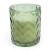 Candlelight Home 10CM ZIG ZAG CUT GLASS CANDLE HOLDER - GREEN - 5% MEDITERRANEAN LEMON GROVE SCENT (EAM14751/00)