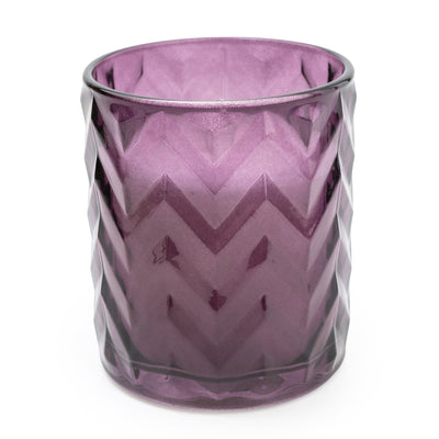 Candlelight Home 10CM ZIG ZAG CUT GLASS CANDLE HOLDER - PLUM - 5% SAKURA BLOSSOM SCENT (EAM14750/00)