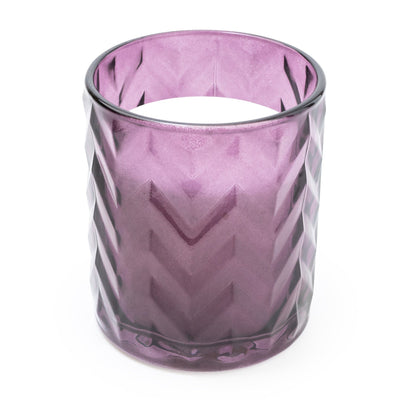 Candlelight Home 10CM ZIG ZAG CUT GLASS CANDLE HOLDER - PLUM - 5% SAKURA BLOSSOM SCENT (EAM14750/00)
