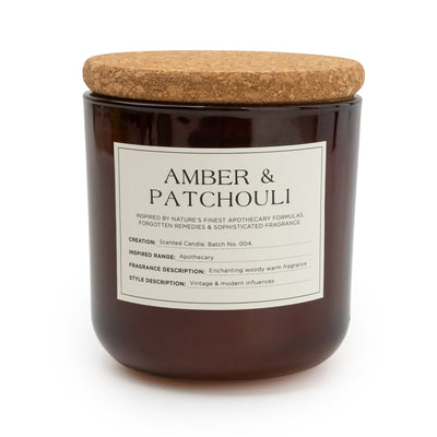 Candlelight Home 11CM GLASS JAR WAX FILLED POT WITH CORK LID AMBER & PATCHOULI - 5% JAPANESE INCENSE & AMBER SCENT (3017-3619)