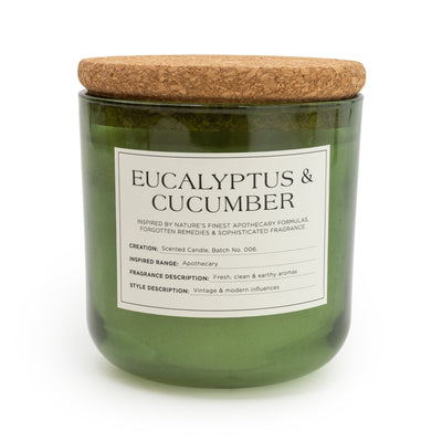 Candlelight Home 11CM GLASS JAR WAX FILLED POT WITH CORK LID EUCALYPTUS & CUCUMBER - 5% KITCHEN GARDEN SCENT (3016-6622)