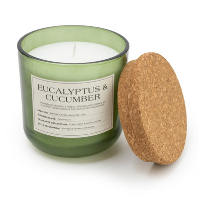 Candlelight Home 11CM GLASS JAR WAX FILLED POT WITH CORK LID EUCALYPTUS & CUCUMBER - 5% KITCHEN GARDEN SCENT (3016-6622)