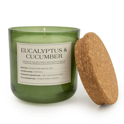 Candlelight Home 11CM GLASS JAR WAX FILLED POT WITH CORK LID EUCALYPTUS & CUCUMBER - 5% KITCHEN GARDEN SCENT (3016-6622)