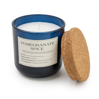 Candlelight Home 11CM GLASS JAR WAX FILLED POT WITH CORK LID POMEGRANATE SPICE - 5% MIDNIGHT POMEGRANATE SCENT (3016-6631)
