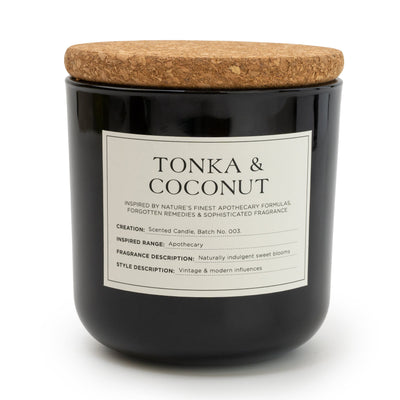 Candlelight Home 11CM GLASS JAR WAX FILLED POT WITH CORK LID TONKA & COCONUT - 5% COCO BUTTER SCENT (3018-8853)