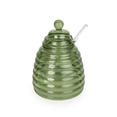 Candlelight Home 13CM GLASS HONEY JAR - GREEN