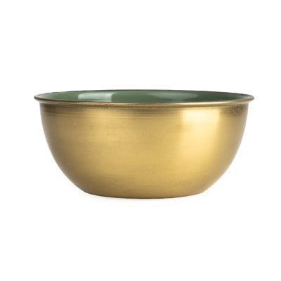 Candlelight Home 14CM MEDIUM ROUND BOWL METAL & ENAMEL - OLIVE GREEN (PANTONE NUMBER 5615C)