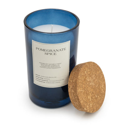 Candlelight Home 15CM LARGE GLASS CANDLE WITH CORK LID POMEGRANATE SPICE - 5% MIDNIGHT POMEGRANATE SCENT (3016-6631)