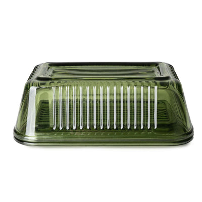 Candlelight Home 16CM RIDGED GLASS BUTTER DISH - GREEN