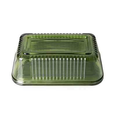 Candlelight Home 16CM RIDGED GLASS BUTTER DISH - GREEN