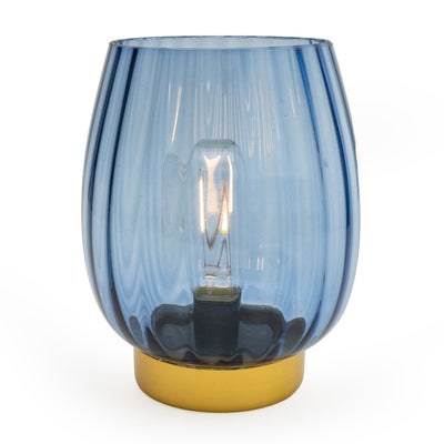 Candlelight Home 18.5CM FOOTED GLASS LED LIGHT - GREY