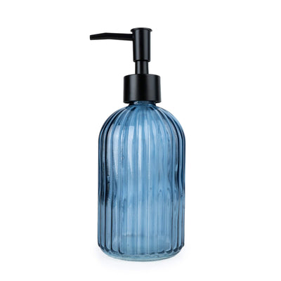 Candlelight Home 19.3CM SOAP DISPENSER RIDGED GLASS - BLUE