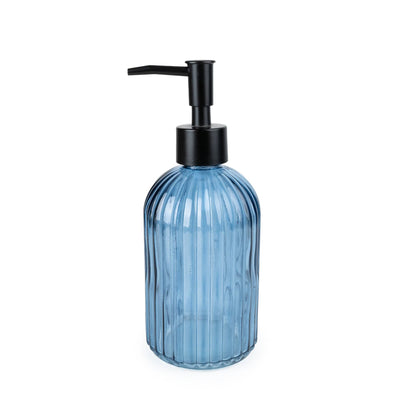 Candlelight Home 19.3CM SOAP DISPENSER RIDGED GLASS - BLUE
