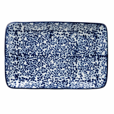 Candlelight Home 19CM RECTANGULAR PLATE - BLUE/WHITE