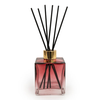 Candlelight Home 200ML SQUARE GLASS REED DIFFUSER - RED OMBRE (PANTONE NO 7637C) – 5% POMEGRANATE & CASSIS SCENT (EAM14764/00)