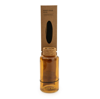 Candlelight Home 200ML TALL ROUND REED DIFFUSER WITH CORK LID - AMBER – 5% PRECIOUS OUD SCENT (EAM14769/00)04334/00)