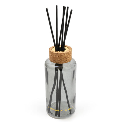 Candlelight Home 200ML TALL ROUND REED DIFFUSER WITH CORK LID - SMOKEY BLACK - 5% BERGAMOT & OUD SCENT (EAM04334/00)