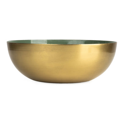 Candlelight Home 20CM LARGE ROUND BOWL METAL & ENAMEL - OLIVE GREEN (PANTONE NUMBER 5615C)
