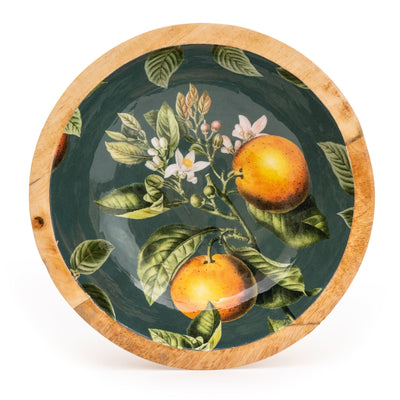 Candlelight Home 24CM ROUND DISH WITH ENAMEL INLAY ORANGE BLOSSOM - GREEN