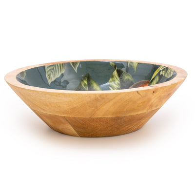 Candlelight Home 24CM ROUND DISH WITH ENAMEL INLAY ORANGE BLOSSOM - GREEN