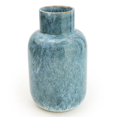 Candlelight Home 25.2CM SHORT NECK BOTTLE VASE REACTIVE GLAZE BLUE