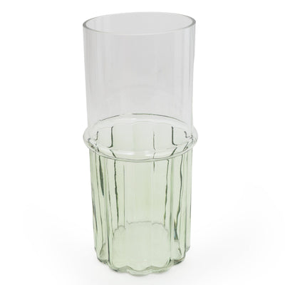 Candlelight Home 25CM GLASS CYLINDER VASE TWO TONE - CLEAR/GREEN