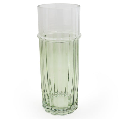 Candlelight Home 30CM GLASS CYLINDER VASE TWO TONE - CLEAR/GREEN