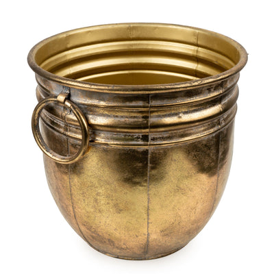 Candlelight Home 30CM LARGE METAL PLANTER - ANTIQUE GOLD