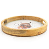 Candlelight Home 30CM ROUND MANGO WOOD TRAY WITH ENAMEL PRINT - HIGHLAND COW