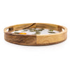 Candlelight Home 30CM ROUND TRAY WITH ENAMEL INLAY ORANGE BLOSSOM - WHITE