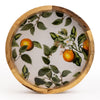 Candlelight Home 30CM ROUND TRAY WITH ENAMEL INLAY ORANGE BLOSSOM - WHITE
