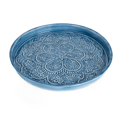 Candlelight Home 32CM ROUND PLATE METAL WITH EMBOSSED ENAME