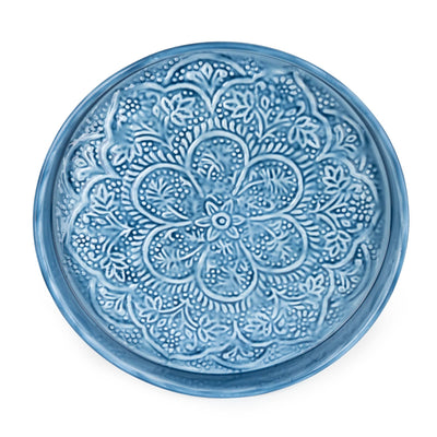Candlelight Home 32CM ROUND PLATE METAL WITH EMBOSSED ENAME