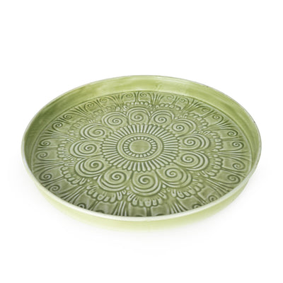 Candlelight Home 32CM ROUND PLATE METAL WITH EMBOSSED ENAMEL