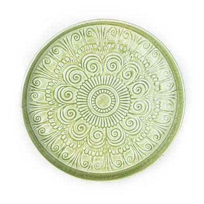 Candlelight Home 32CM ROUND PLATE METAL WITH EMBOSSED ENAMEL