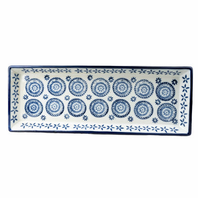 Candlelight Home 33.5CM RECTANGULAR PLATE - BLUE/WHITE