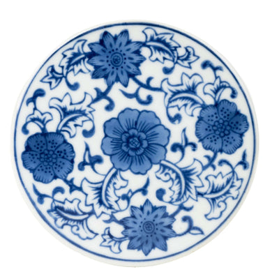 Candlelight Home 4" ROUND COASTER - BLUE/WHITE