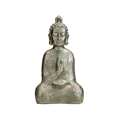 Candlelight Home 43CM SITTING CARVED BUDDHA - SILVER 1PK