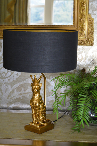 Candlelight Home 51CM LEOPARD LAMPBASE & SHADE - GOLD & BLACK 1PK