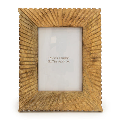Candlelight Home 5X7" PHOTO FRAME MANGO WOOD ETCHED LINES