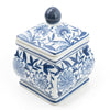 Candlelight Home 7” SMALL SQUARE GINGER JAR – BLUE/WHITE DESIGN