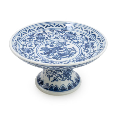 Candlelight Home 8” CAKE STAND – BLUE/WHITE DESIGN