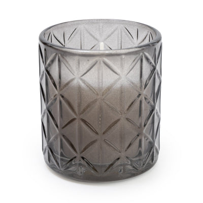 Candlelight Home 8CM DIAMOND CUT GLASS CANDLE HOLDER - SMOKEY BLACK - 5% WOODSAGE & SEA SALT SCENT (EAM04309/00)