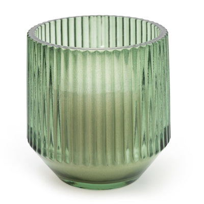 Candlelight Home 8CM RIDGED GLASS CANDLE - GREEN (PANTONE NO 5615C) - 5% SICILIAN BASIL & WILD LEMON SCENT (3017-3622)