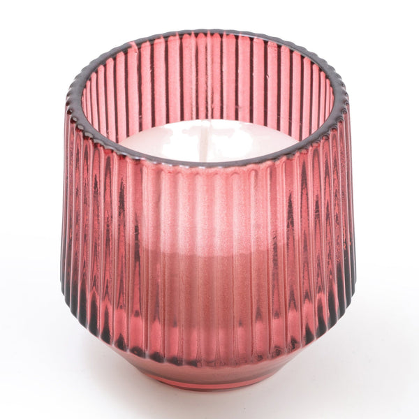 Red Small Ridged Candle Pomegranate & Cassis Scent 9.7cm 6PK